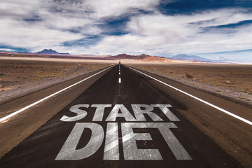 Start Diet written on desert road