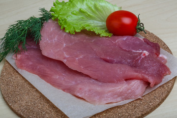 Raw pork schnitzel