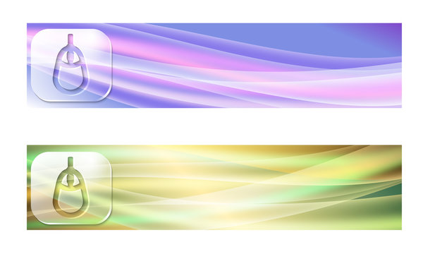 Set of two banners with waves and transparent mouse