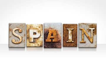 Spain Letterpress Concept Isolated on White