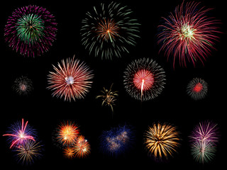 Colorful fireworks explosions