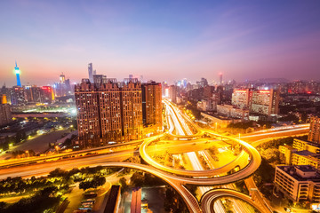 city overpass road in night falls