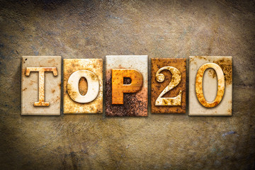 Naklejka premium Top 20 Concept Letterpress Leather Theme