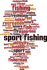 Sport fishing word cloud concept. Vector illustration