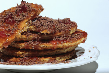 crunchy wafer chocolate syrup