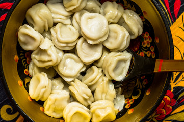Russian pelmeni bowl