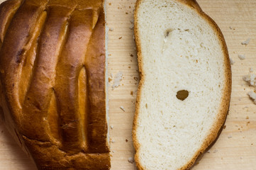 Cut off a piece of loaf bread