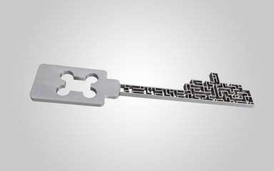 The key is a maze, on a gray gradient background.