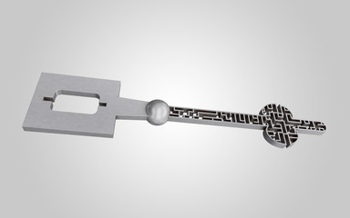 The key is a maze, on a gray gradient background.