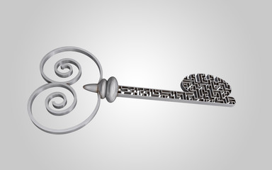 The key is a maze, on a gray gradient background.