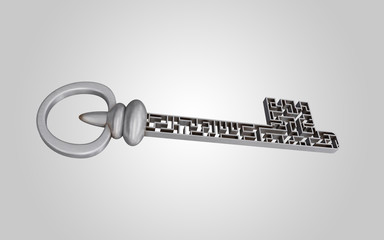 The key is a maze, on a gray gradient background.