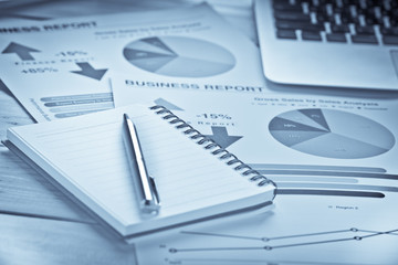 Showing business and financial report. Accounting