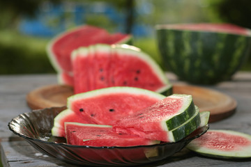 watermelon cutting in nature
