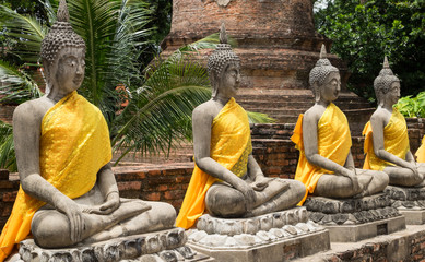Old Statue in Temple Wat Yai Chai Mongkhon