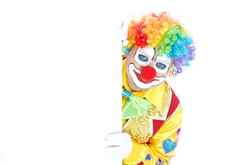 Portrait of a clown isolated on white background