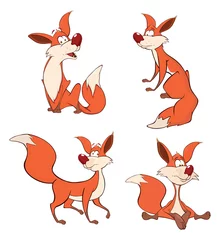 Fotobehang foxes set cartoon © liusa