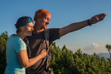 Happy hiker's couple