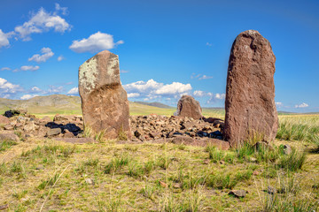 Megalithic rocks on the field
