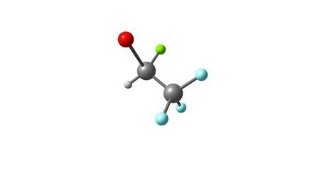 Halothane molecular structure isolated on white