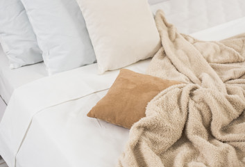 White and beige bedding