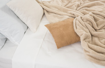 White and beige bedding