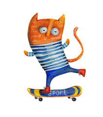 Cat on skate. Sport. Illustration - 89924582