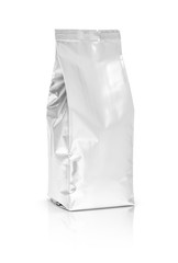 blank packaging foil pouch isolated on white background