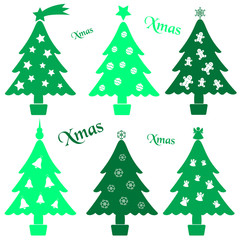 set of christmas green tree decoration collection eps10