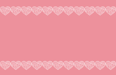 red Vintage background with hearts with swirls of flowers