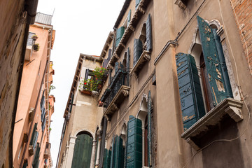 Old typical picturesque houses of Venice. Italy