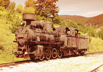 Obraz premium Old locomotive on Shargan eight railway, Serbia