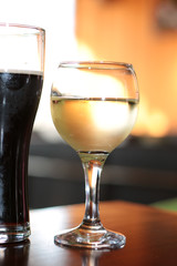 glass of wine on the table