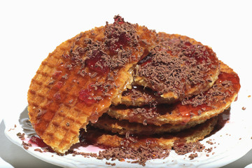 crunchy wafer chocolate syrup