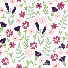 Seamless hand-drawn doodle floral pattern