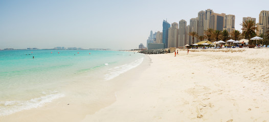Obraz premium Panorama of the beach at Jumeirah Beach Residence, Dubai, UAE