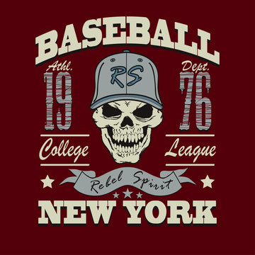 baseball skull t-shirt graphic design