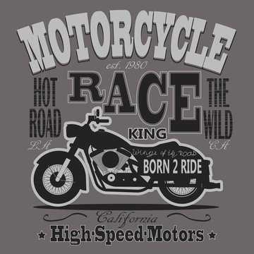 Motorcycle Racing Typography Graphics. California Motors