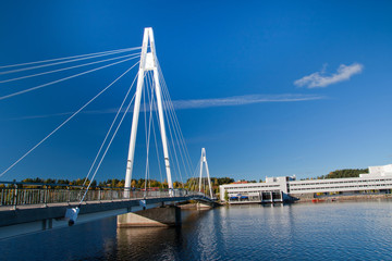 Obraz premium Suspension Bridge in Jyvaskyla, Finland