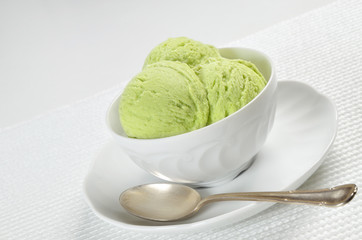 Pistachio Ice Cream in a Bowl