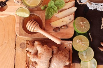 Ginger water of herb and fresh ginger with honey.