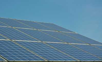 Solar energy panels on roof of house