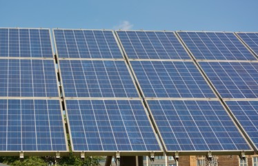 Solar energy panels on roof of house