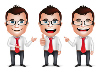 3D Realistic Businessman Cartoon Character with Different Pose
