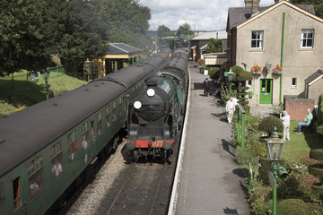 The Watercress Line at Ropley Station Hampshire England UK The Cheltenham loco approaching the platform