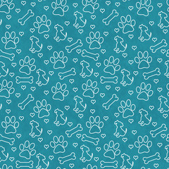 Teal and White Doggy Tile Pattern Repeat Background