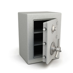 Safe with open door.