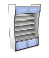 Refrigerator shop with blue backlight