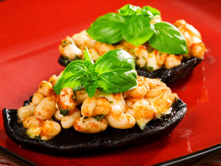 Stuffed mushrooms with beans