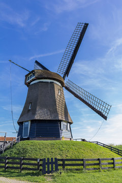 A traditional dutch windmill near Hoorn,Netherlands