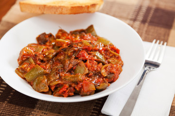 Fried eggplants with tomato sauce